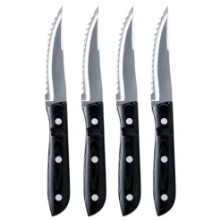 Gense Old Farmer XL Micarta meat knife, 4-pack Silver-colouredBlack Clearance