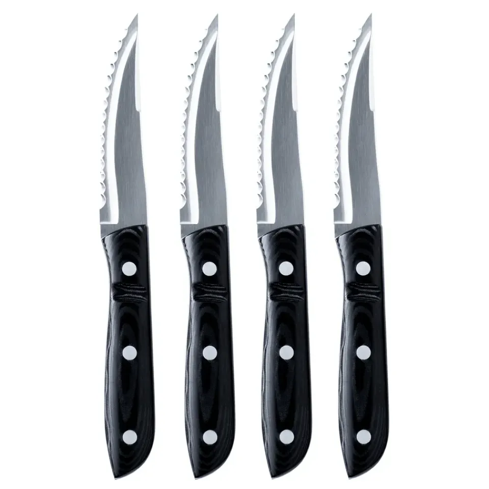 Gense Old Farmer XL Micarta meat knife, 4-pack Silver-colouredBlack Clearance