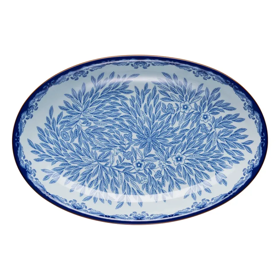 Rörstrand Ostindia Floris oval serving plate, 22x33 cm WhiteBlue New