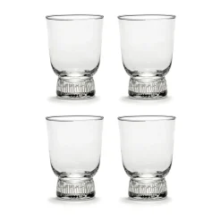 Serax Ottolenghi Feast drinking glass 33 cl 4-pack, Stripes sandblasted Transparent New