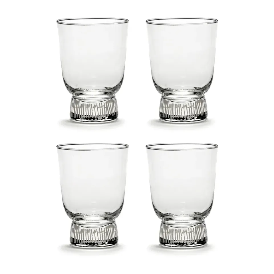 Serax Ottolenghi Feast drinking glass 33 cl 4-pack, Stripes sandblasted Transparent New
