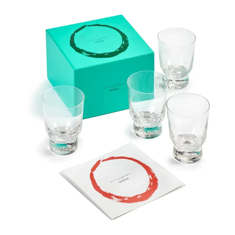 Serax Ottolenghi Feast drinking glass 33 cl 4-pack, Stripes sandblasted Transparent New