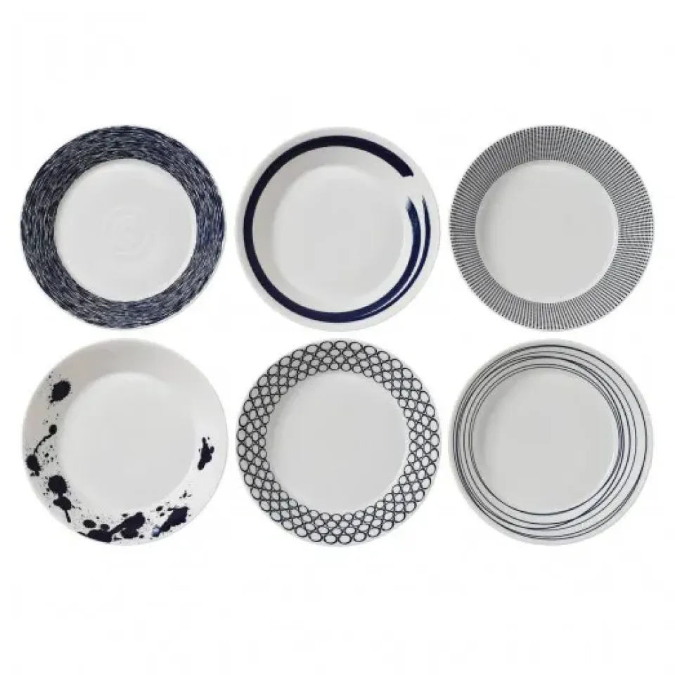 Royal Doulton Pacific deep plate 6 pieces, 22 cm GreyWhite Discount