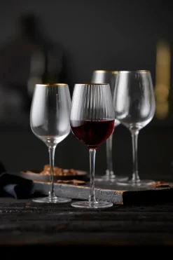 Lyngby Glas Palermo Gold red wine glass 40 cl 4-pack, Clear-gold TransparentGold-coloured Outlet