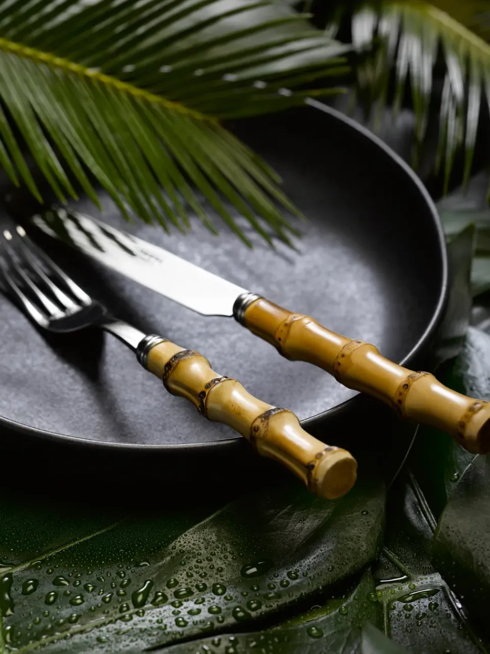 SABRE Paris Panda cutlery 24 pieces, Stainless steel-bamboo Silver-colouredBeige Best