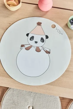 OYOY Panda Pompom placemat Ø39 cm, Off-white BeigeWhite Sale