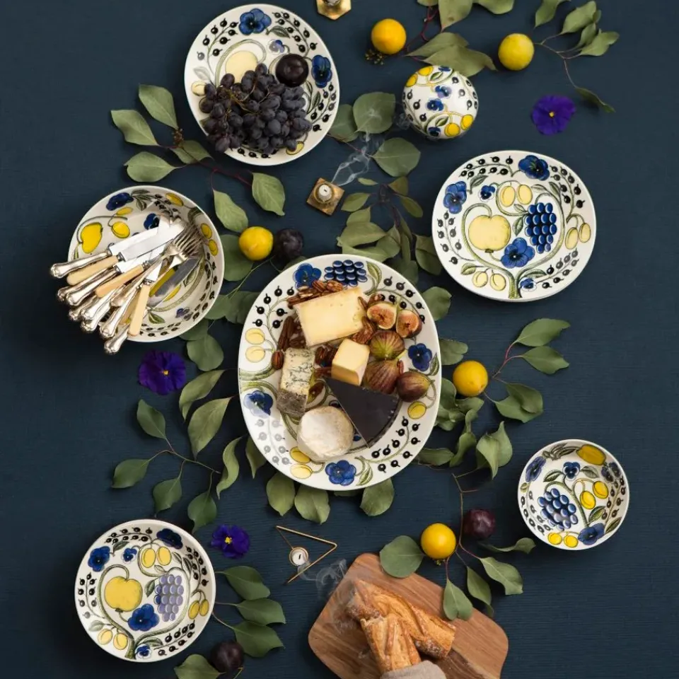 Arabia Paratiisi oval plate 36 cm, blue BlueYellowWhite Clearance