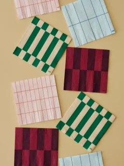 HAY Pattern Dinner napkin 40x40 cm 20-pack, Light pink-red grid Multi Best