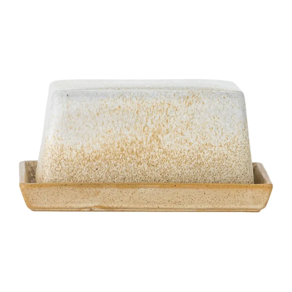 Bloomingville Paula butter dish 11.5x17.5 cm, Nature White Clearance