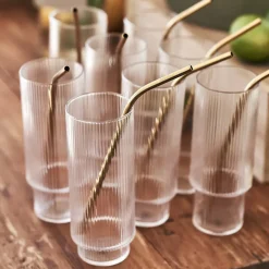 Orrefors Peak metal straws 4-pack, Brass Gold-coloured Outlet