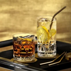 Orrefors Peak metal straws 4-pack, Brass Gold-coloured Outlet