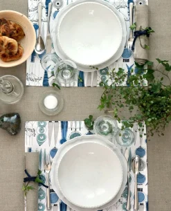 Almedahls Picknick placemat 34x45 cm 2-pack, Blue-beige BlueBeige Sale