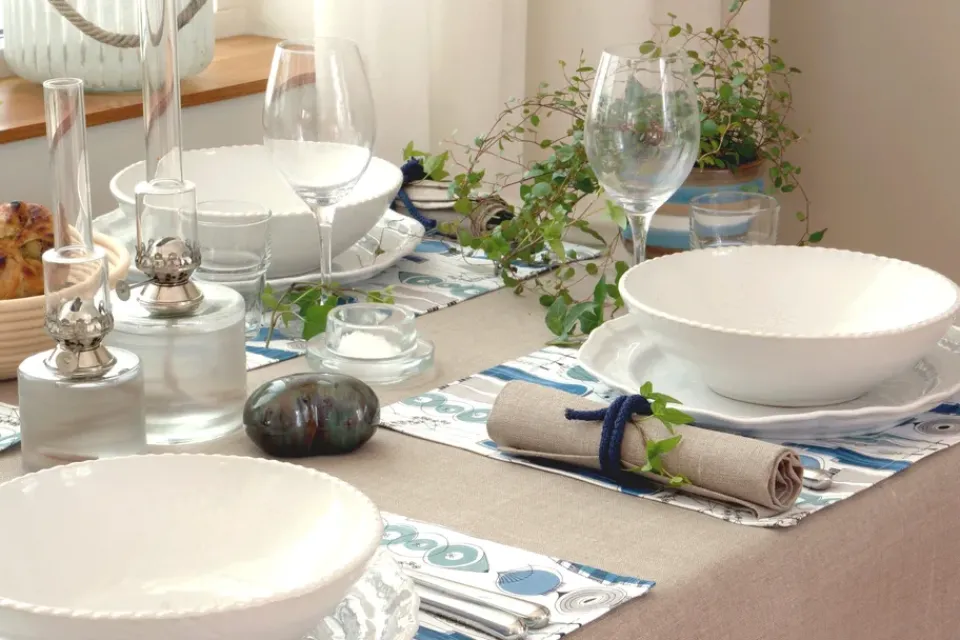 Almedahls Picknick placemat 34x45 cm 2-pack, Blue-beige BlueBeige Sale