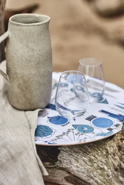 Almedahls Picknick tray Ø38 cm, Blue-beige BlueBeige New
