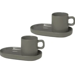Blomus Pilar espresso cup with saucer 2-pack, Pewter Grey Discount