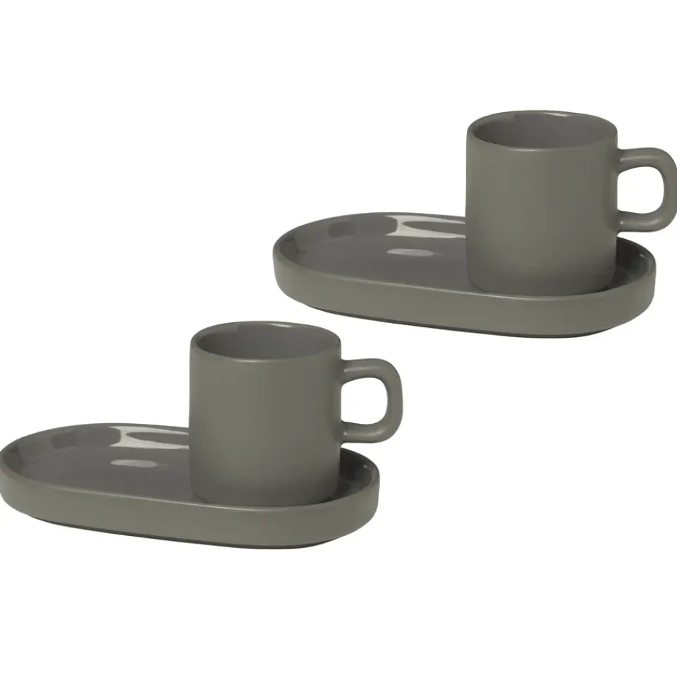 Blomus Pilar espresso cup with saucer 2-pack, Pewter Grey Discount