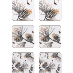 Åry Home Pine Cone coaster 6-pack, cotton White Discount