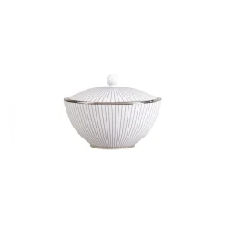 Wedgwood Pinstripe sugar bowl with lid, White Best