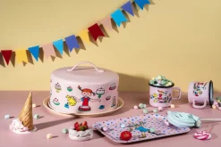Muurla Pippi cake stand with dome, Birthday Pink Hot