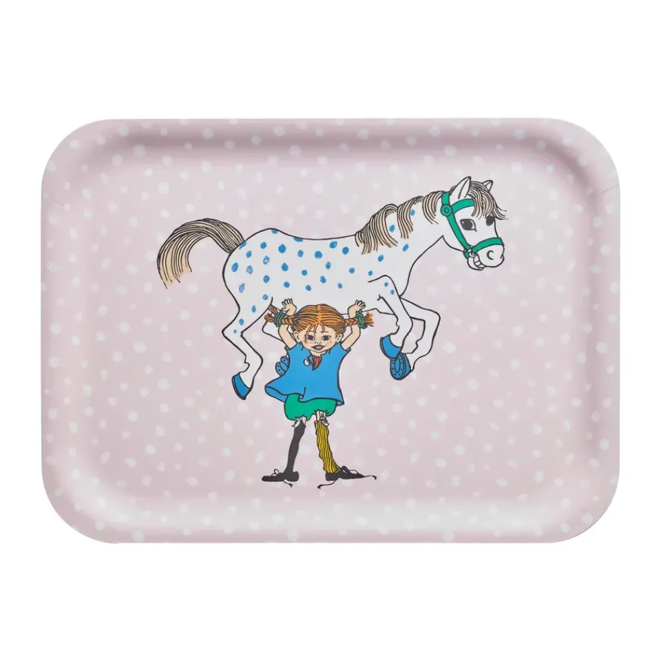 Muurla Pippi tray 20x27 cm, Pippi and the Horse Pink Best