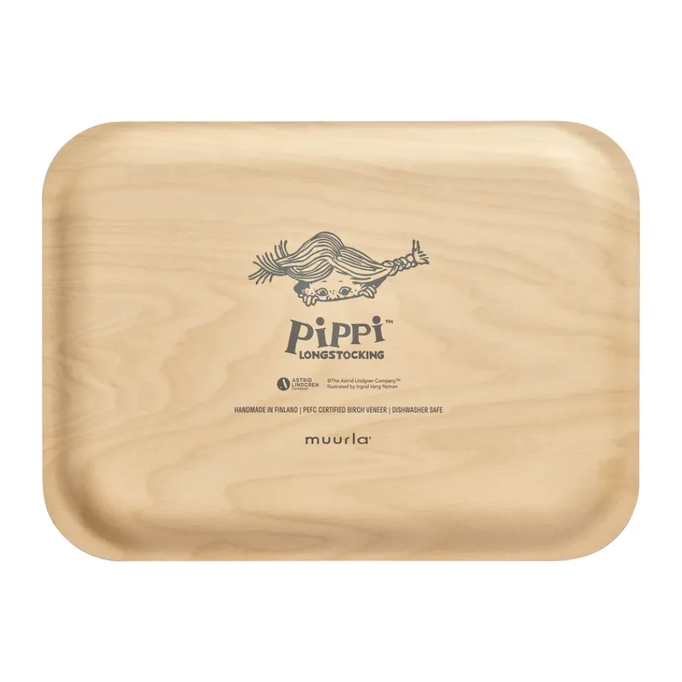 Muurla Pippi tray 20x27 cm, Pippi and the Horse Pink Best