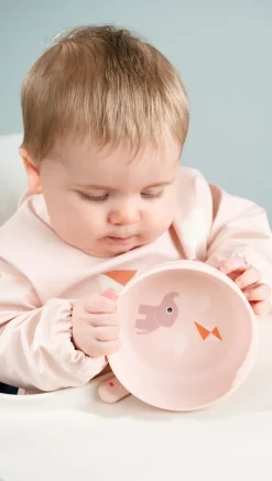 Done by deer Playground bib with sleeve, Powder Beige Best