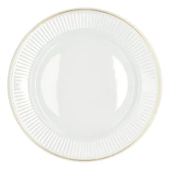 Pillivuyt Plissé deep plate with gold edge Ø22 cm, White WhiteGold-coloured Best