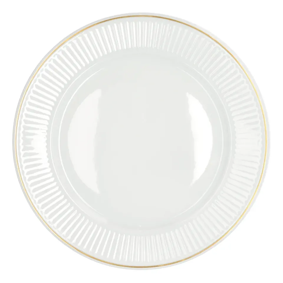 Pillivuyt Plissé deep plate with gold edge Ø22 cm, White WhiteGold-coloured Best