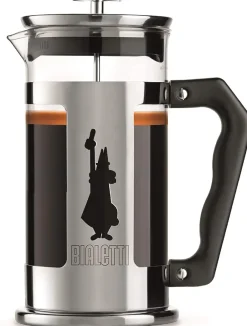 Bialetti Preziosa coffee press 8 cups, Silver-black Silver-colouredBlack Hot