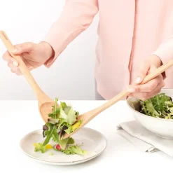 Brabantia Profile salad cutlery, Beech wood Brown New
