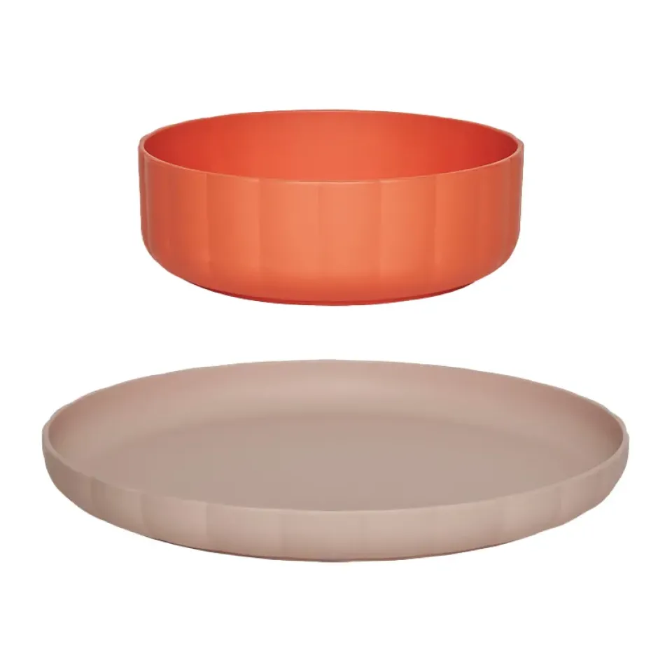 OYOY Pullo plate & bowl 2 pieces, Rose-apricot PinkOrange Online