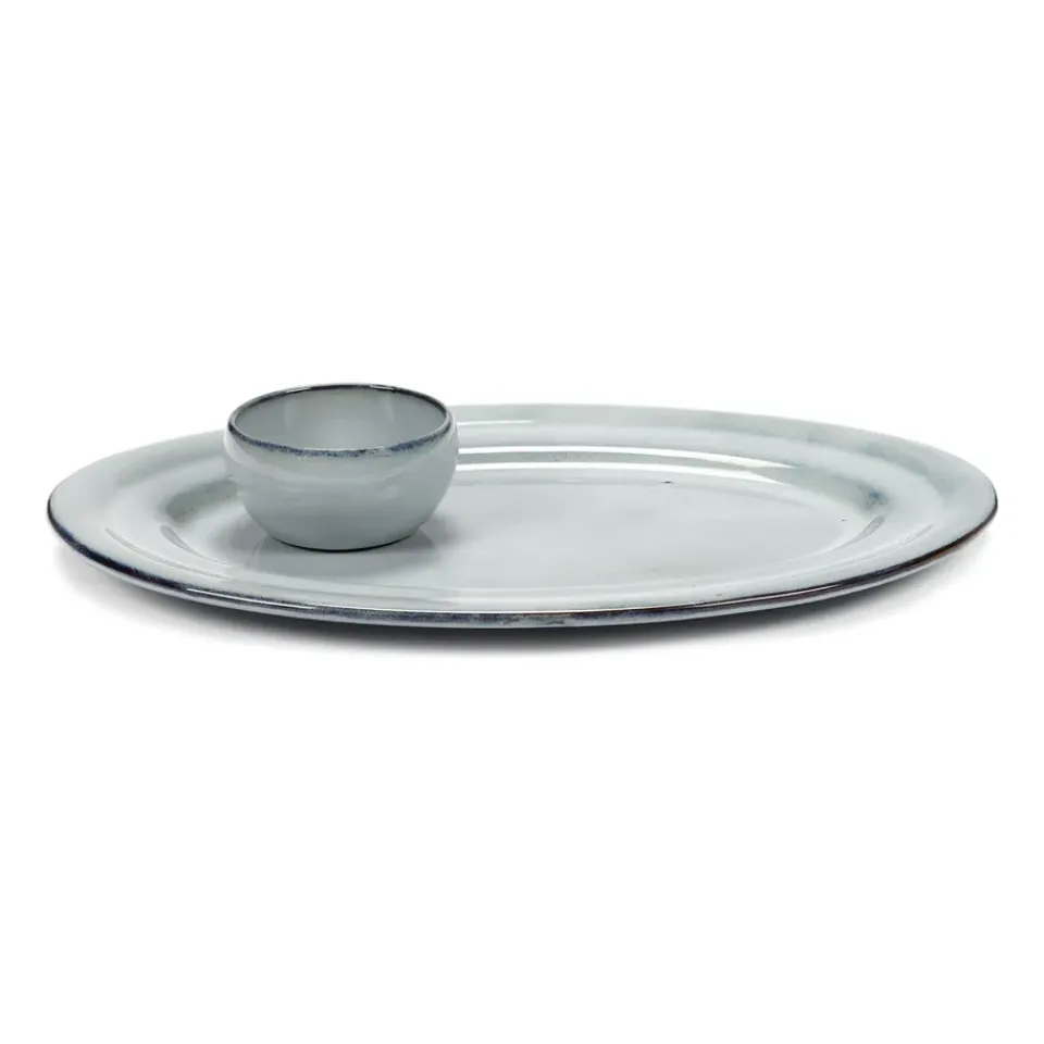 Serax Pure serving bowl oval glazed, Blue Sale