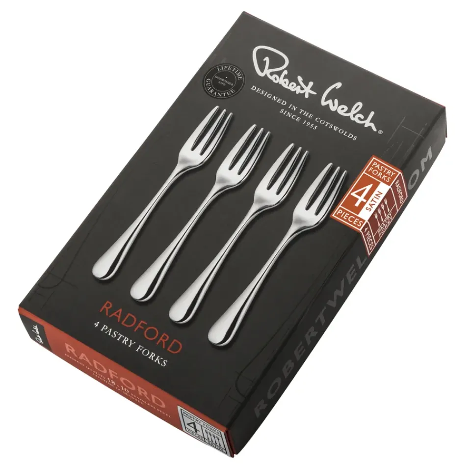 Robert Welch Radford dessert fork matte 4 pieces, Stainless steel Silver-coloured Clearance