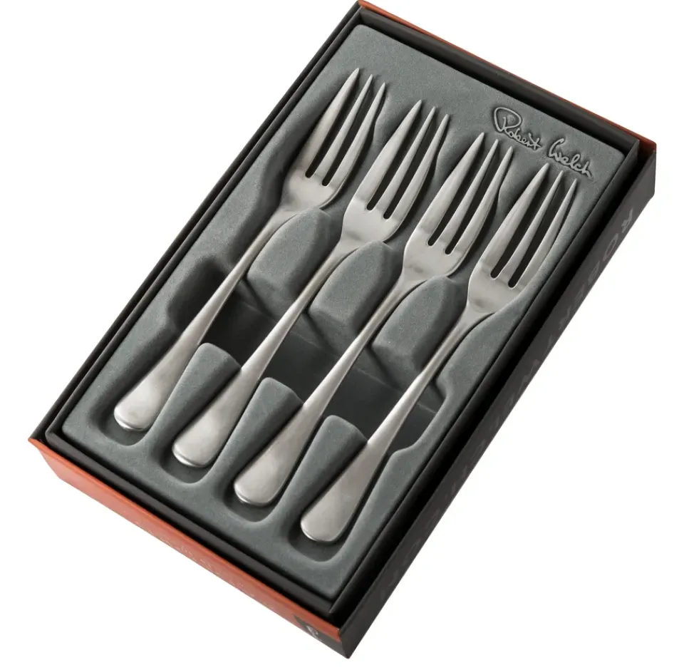 Robert Welch Radford dessert fork matte 4 pieces, Stainless steel Silver-coloured Clearance
