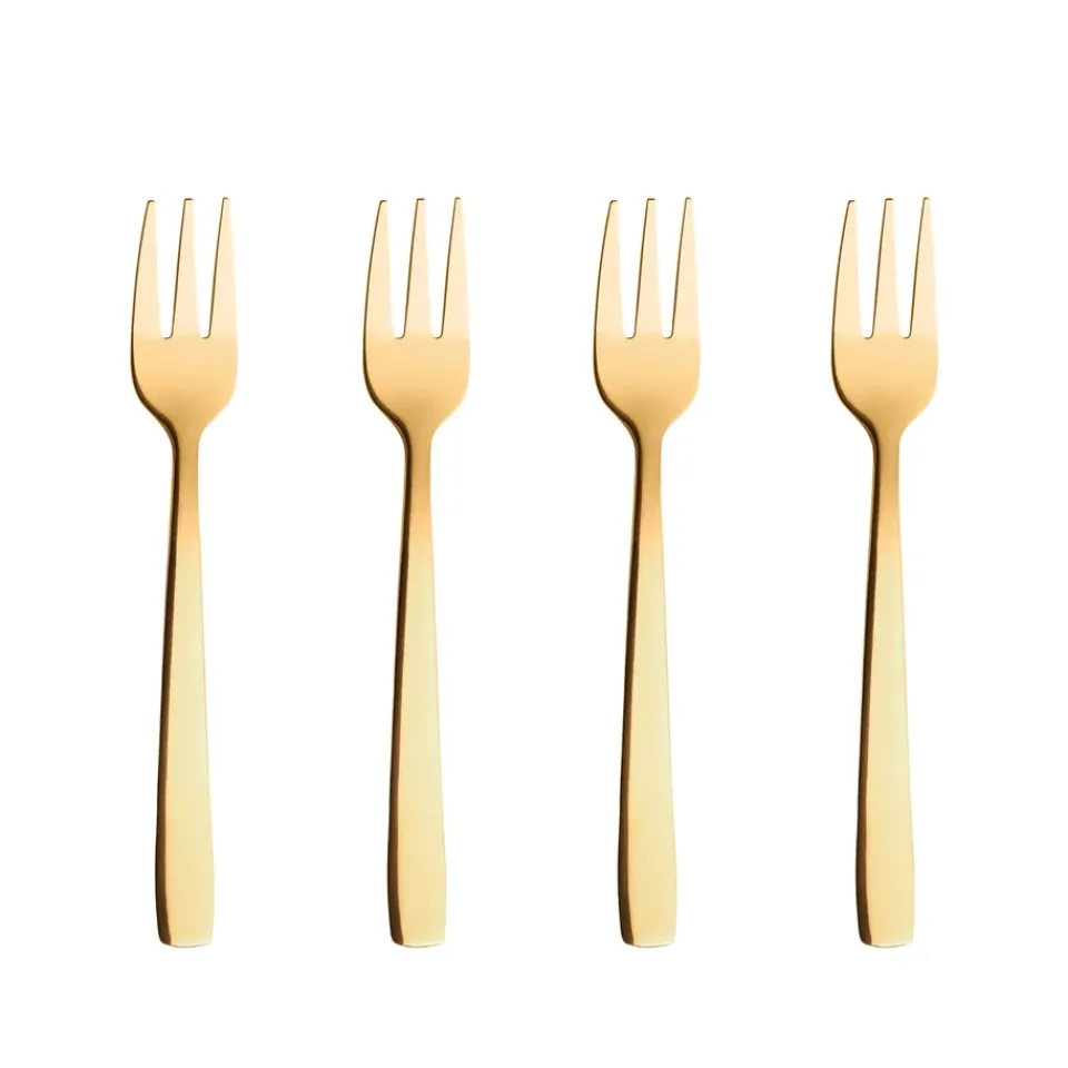 Aida Raw cake fork 4 pieces, gold Gold-coloured Discount