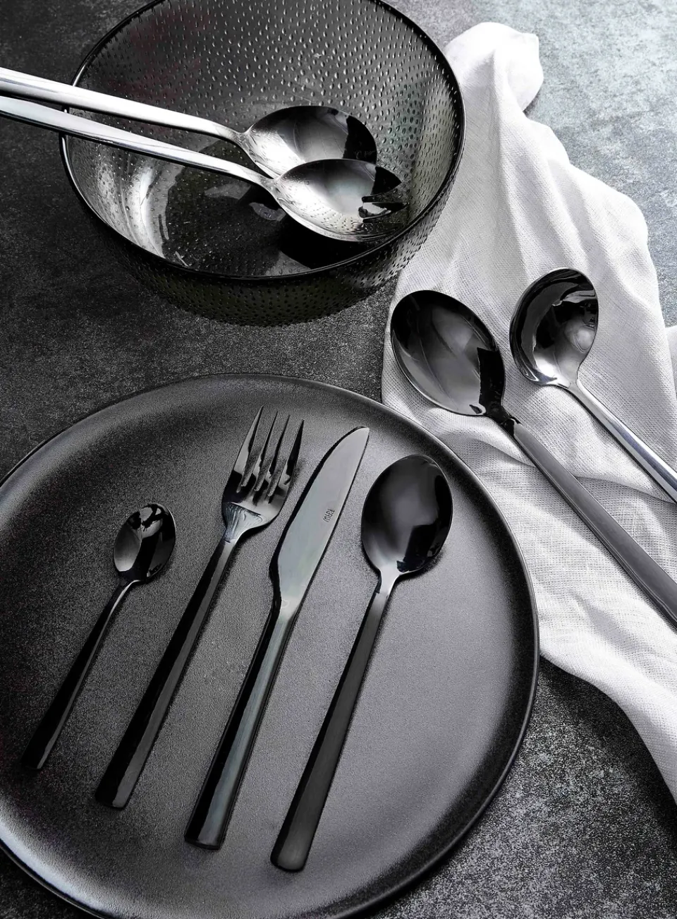 Aida Raw cutlery 24 pieces, Black New