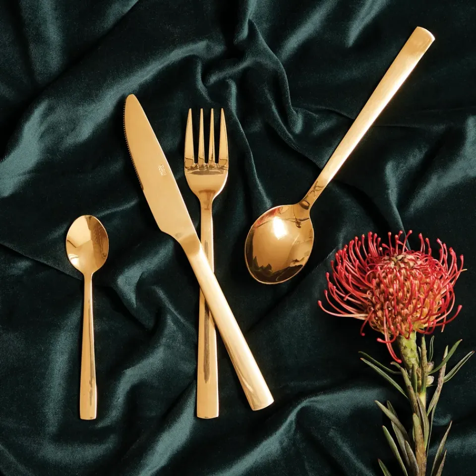 Aida Raw cutlery 24 pieces, Gold Gold-coloured Clearance