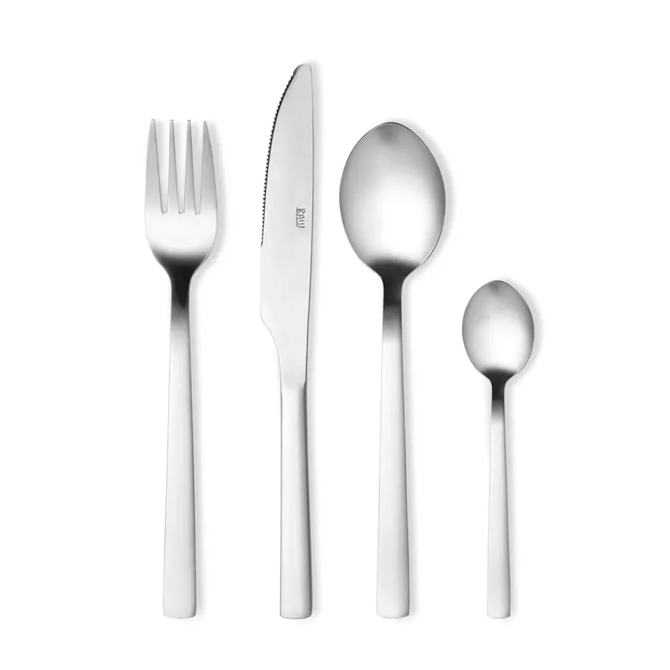 Aida Raw cutlery set 16 pieces, Bright steel Silver-coloured Clearance