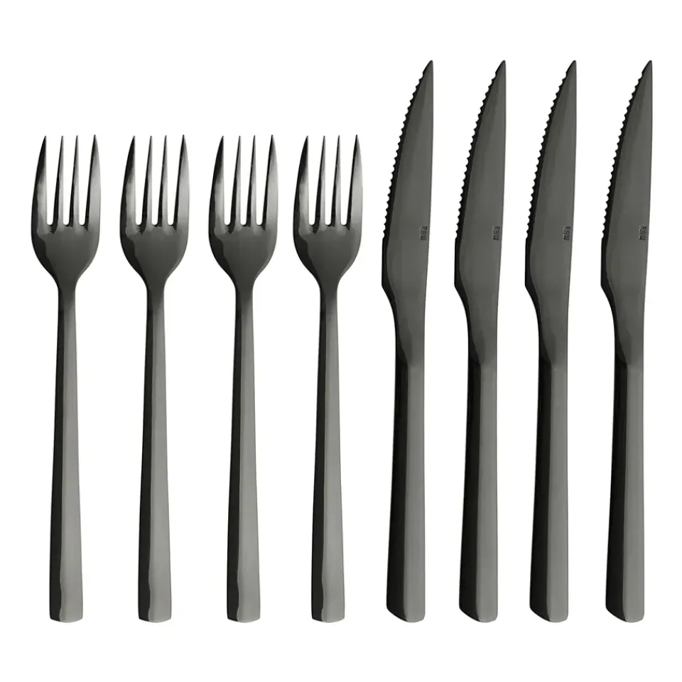 Aida Raw grill cutlery 8 pieces, Black Best