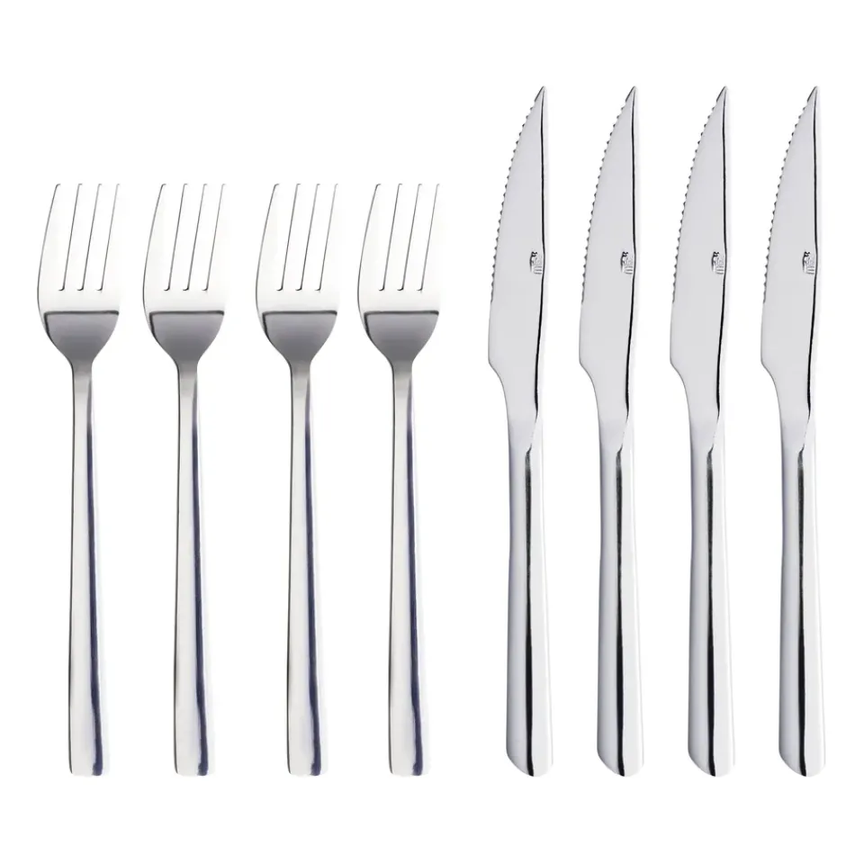 Aida Raw grill cutlery 8 pieces, Polished stainless steel Silver-coloured Outlet