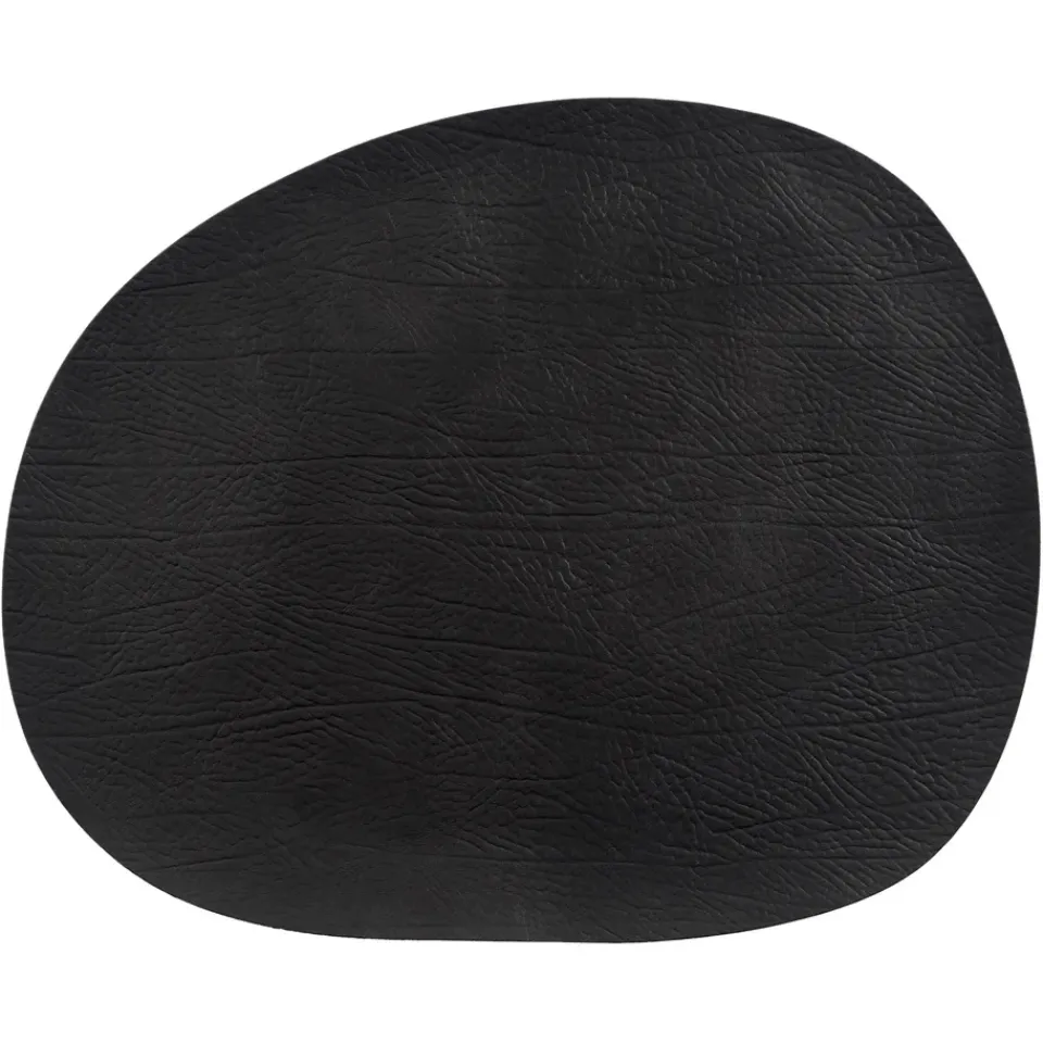 Aida Raw placemat leather, buffalo Black Sale
