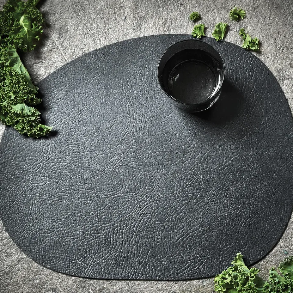 Aida Raw placemat leather, buffalo Black Sale