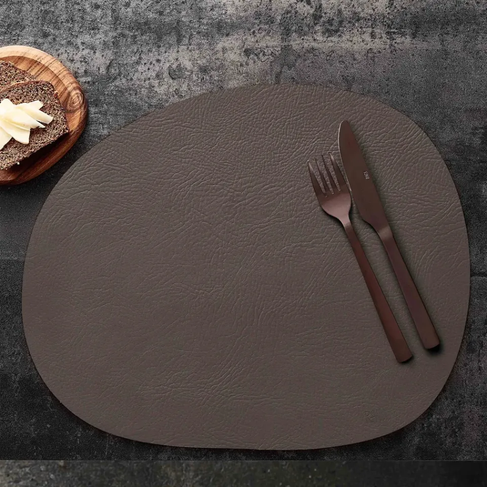Aida Raw placemat leather, Clay buffalo Grey Best