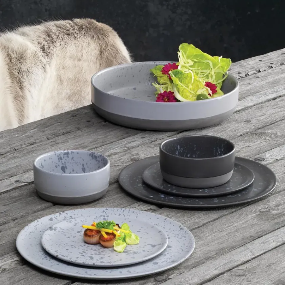 Aida Raw plate Ø28 cm, with dots Grey Sale