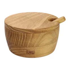 Aida Raw salt bowl incl. spoon and lid, Teak Brown Outlet