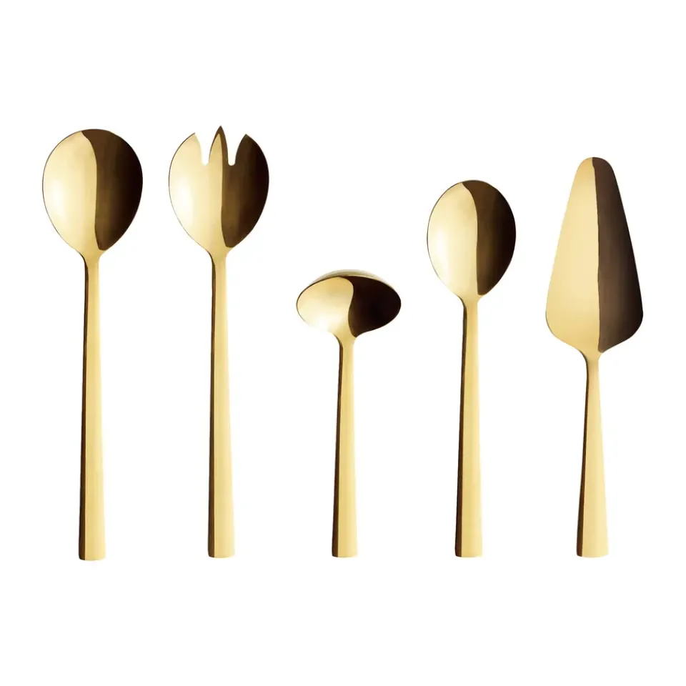 Aida Raw servering cutlery 5 pieces, Gold (shiny) Gold-coloured Outlet