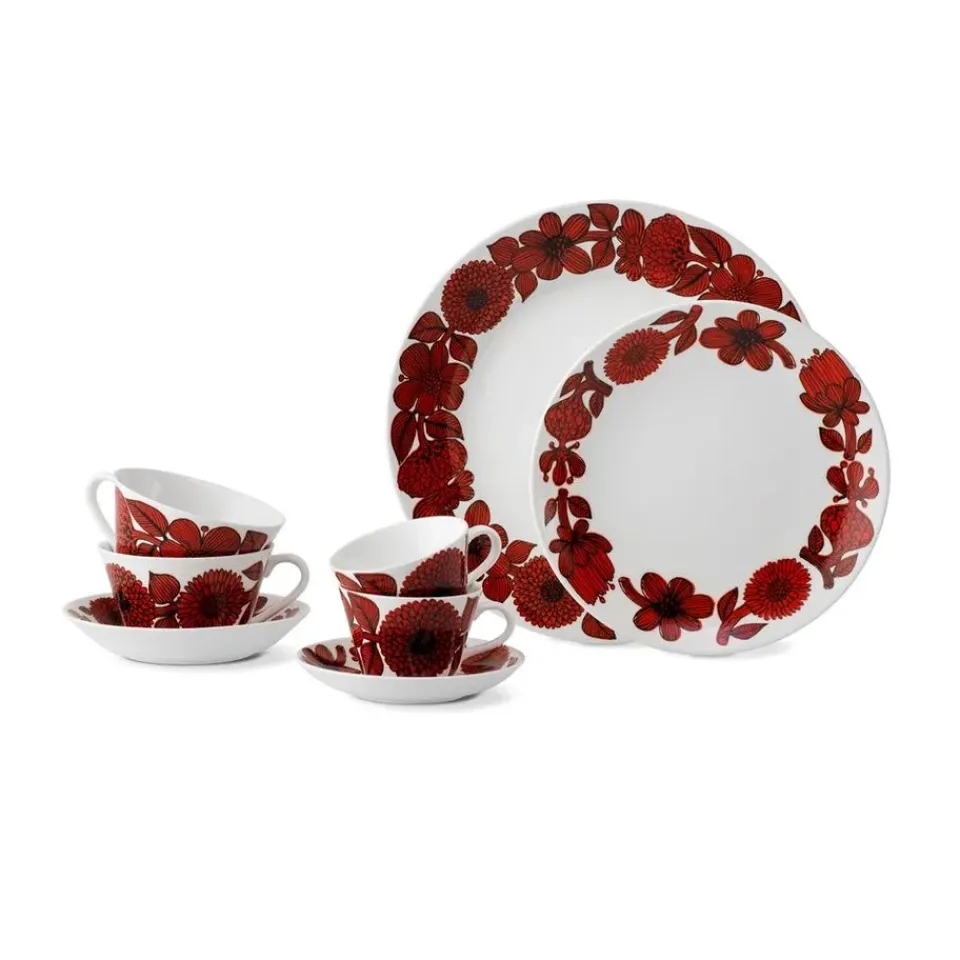 Gustavsbergs Porslinsfabrik Röd Aster plate, Ø 18 cm RedWhite Sale