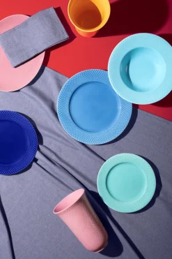 Lyngby Porcelæn Rhombe deep plate Ø24.5 cm, Turquoise Online