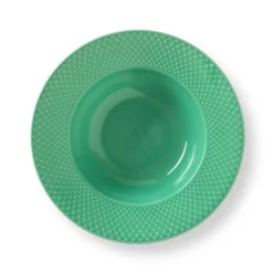 Lyngby Porcelæn Rhombe deep plate , 24.5 cm Green