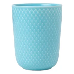 Lyngby Porcelæn Rhombe mug without handle 33 cl, Turquoise Blue Best